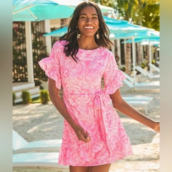 Lilly Pulitzer Pink Darla Stretch Dress (D9) - Picture 2 of 11